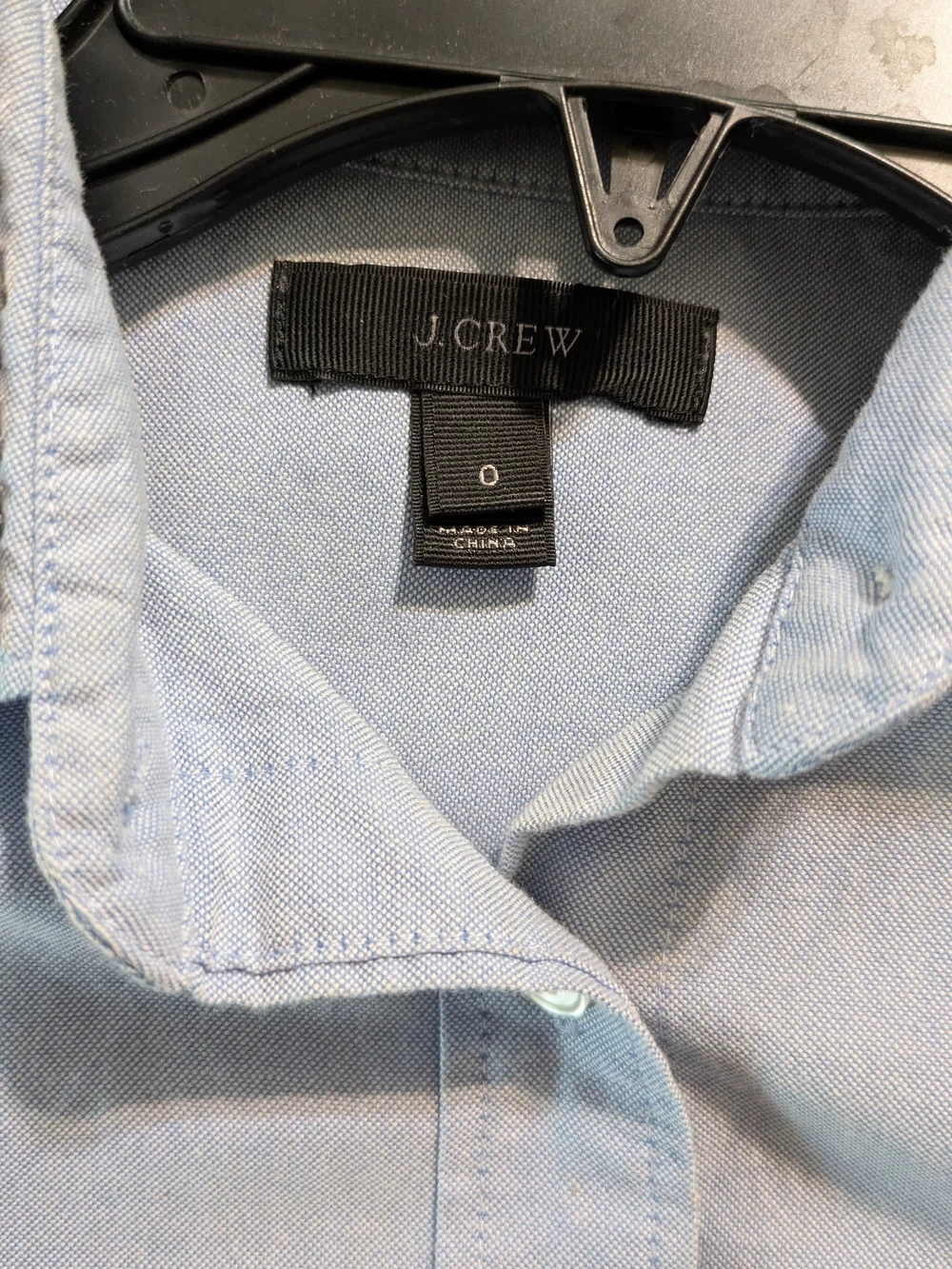 J.Crew Embellished Jeweled Collar Blue Oxford Button-Up - Size 0